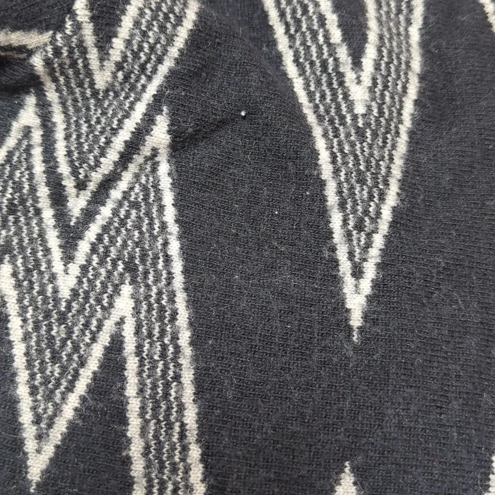 In Style Asymmetrical Open Front Black & Grey Waterfall Cardigan Angora Blend